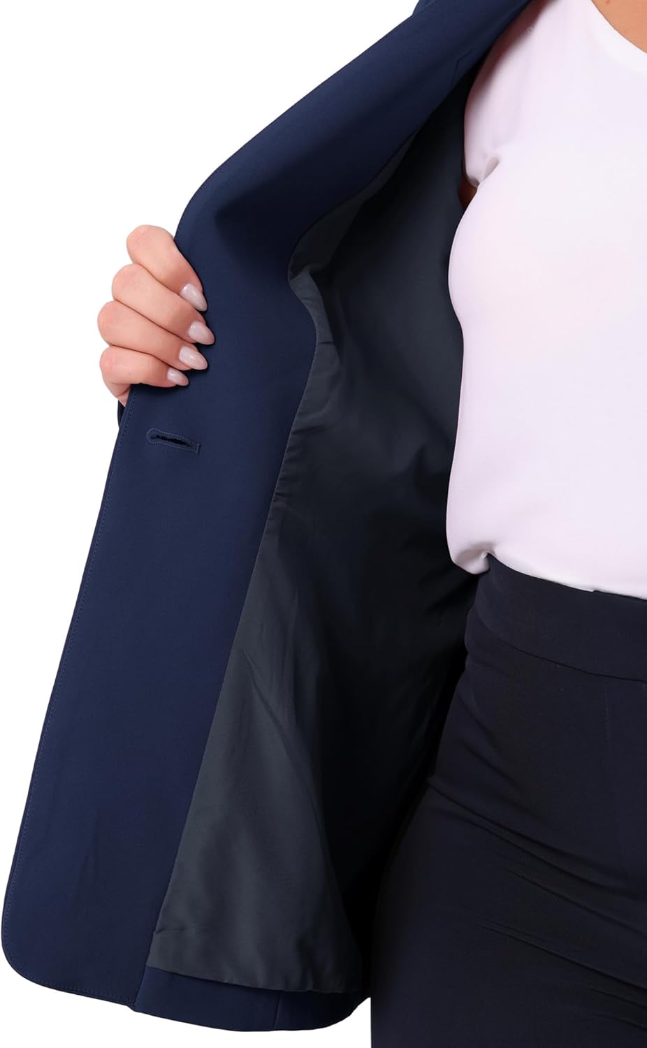 Agnes Orinda Plus Size Women's Blazer Business Casual Collarless Open Front Long Sleeve Work Office Suit Jacket with Pockets - Image 5