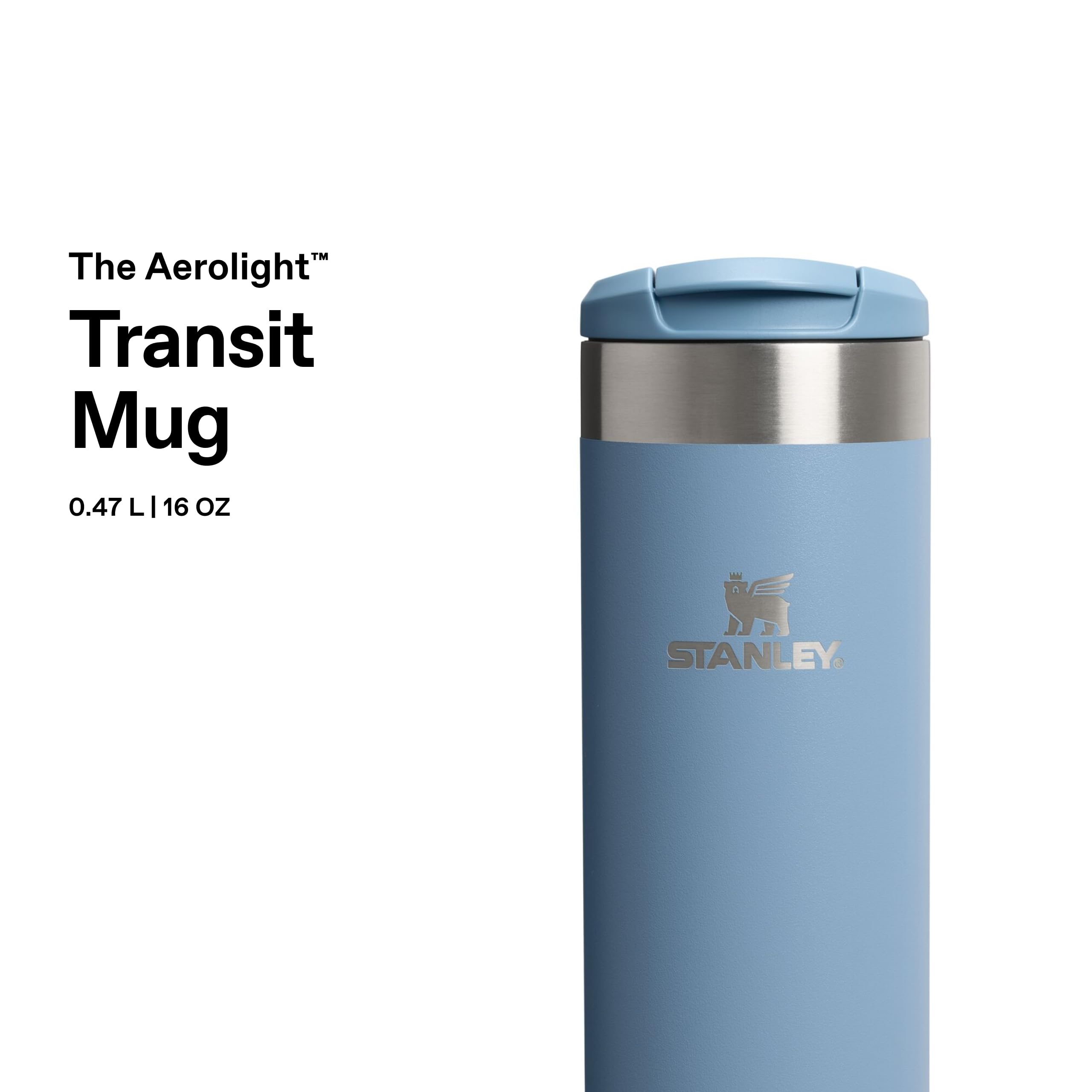 STANLEY 1913 Aerolight Transit Thermobecher 0.47L - Indigo | Hält 6 Std. heiß - 8 Std. kalt - Spülmaschinenfest - Auslaufsicher - Becherhalter kompatibel