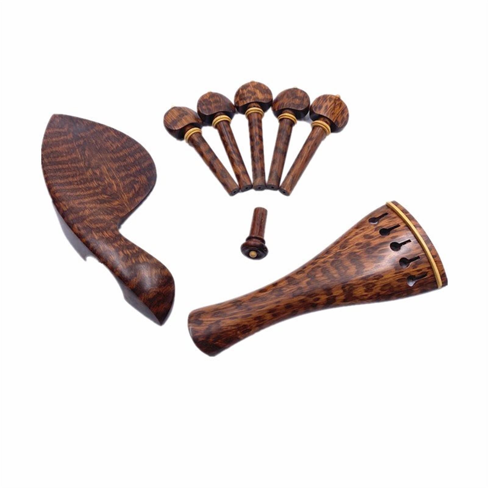 Partes violín Viola 5 Cuerdas Snakewood Letterwood Accesorios Piezas Tailpiece + Tuning Pegs + Endpins + Chin Rest