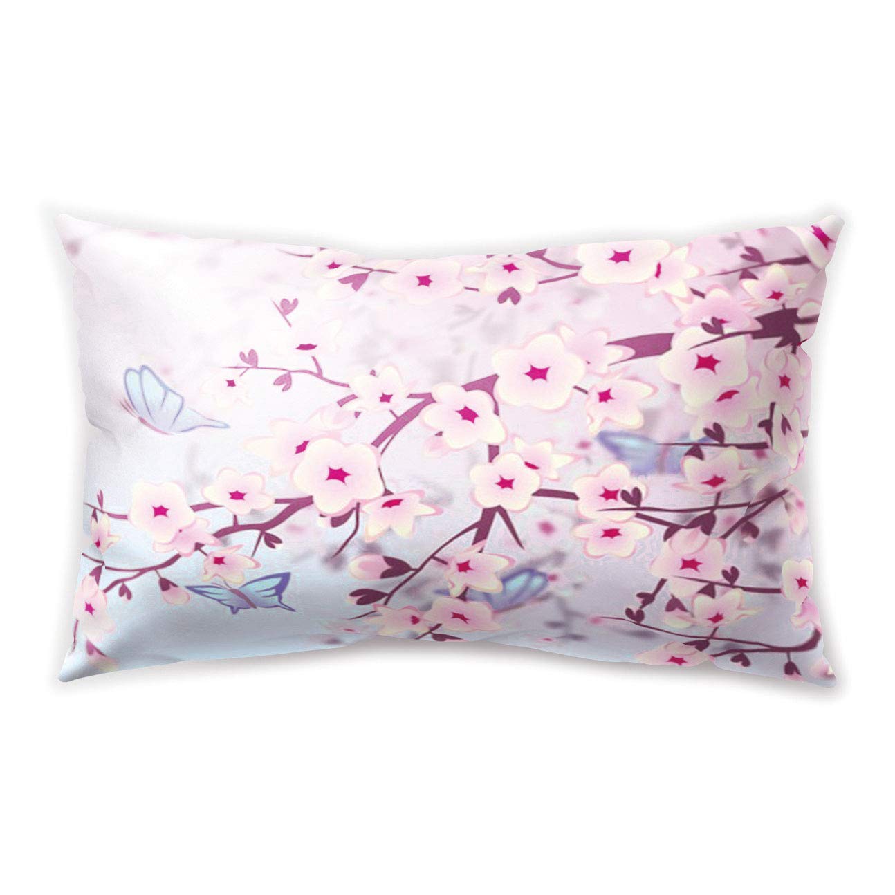 Weiang, federa per cuscino double-face, in stile semplice, motivo floreale, 50 x 50 cm, colore: blu loto
