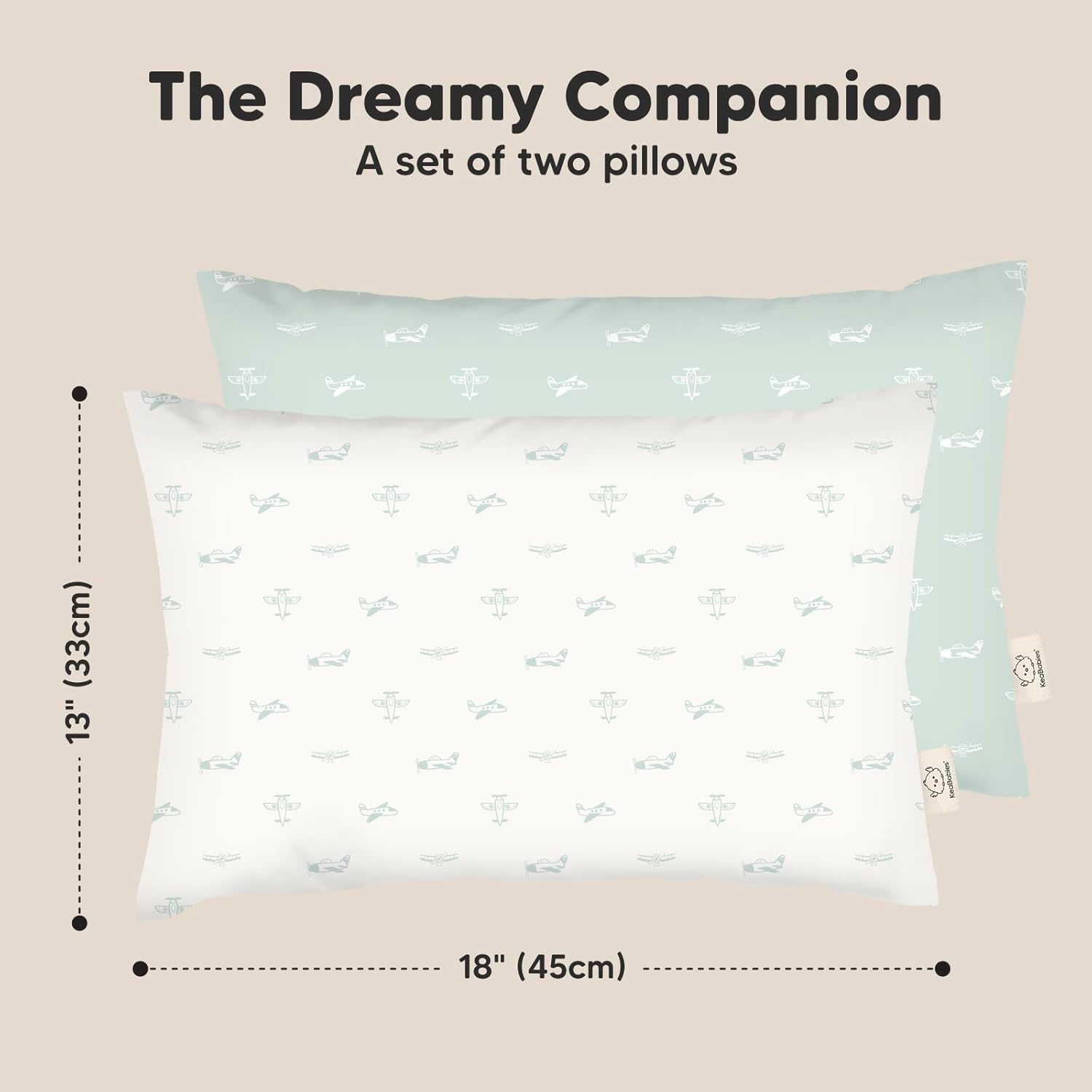 Keababies 2-Pack Toddler Pillow and Toddler Pillowcase for 13X18 Pillow - Kids Pillows, Soft Cotton Toddler Pillows for Sleeping - Toddler Pillow Case for Boy, Kids
