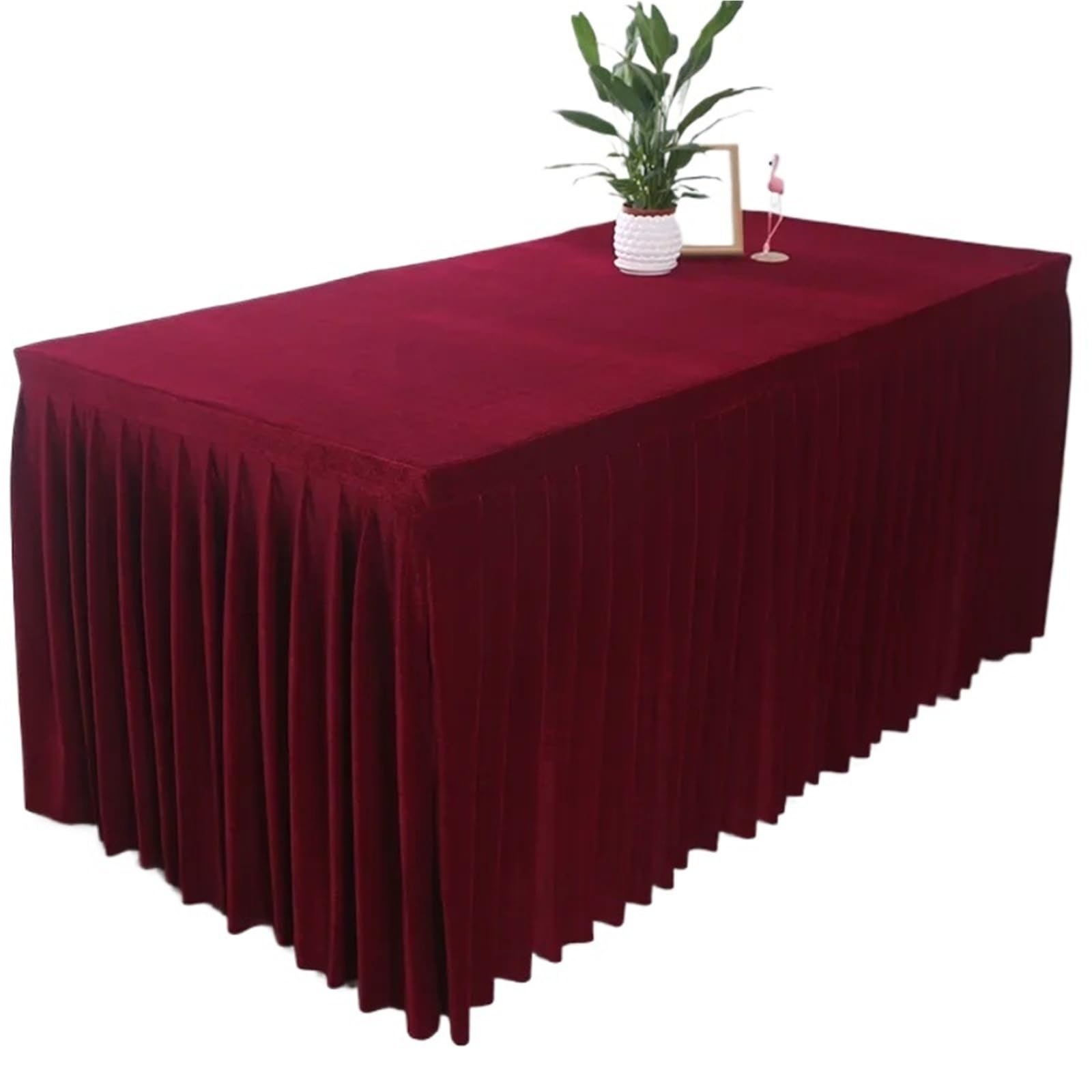 SUBLXPoten Tablecloth with Pleated Skirt Conference Banquet Wedding Thick Tablecloths Rectangular Table Cover 75cm in Height(Color 1,140x40x75cm)