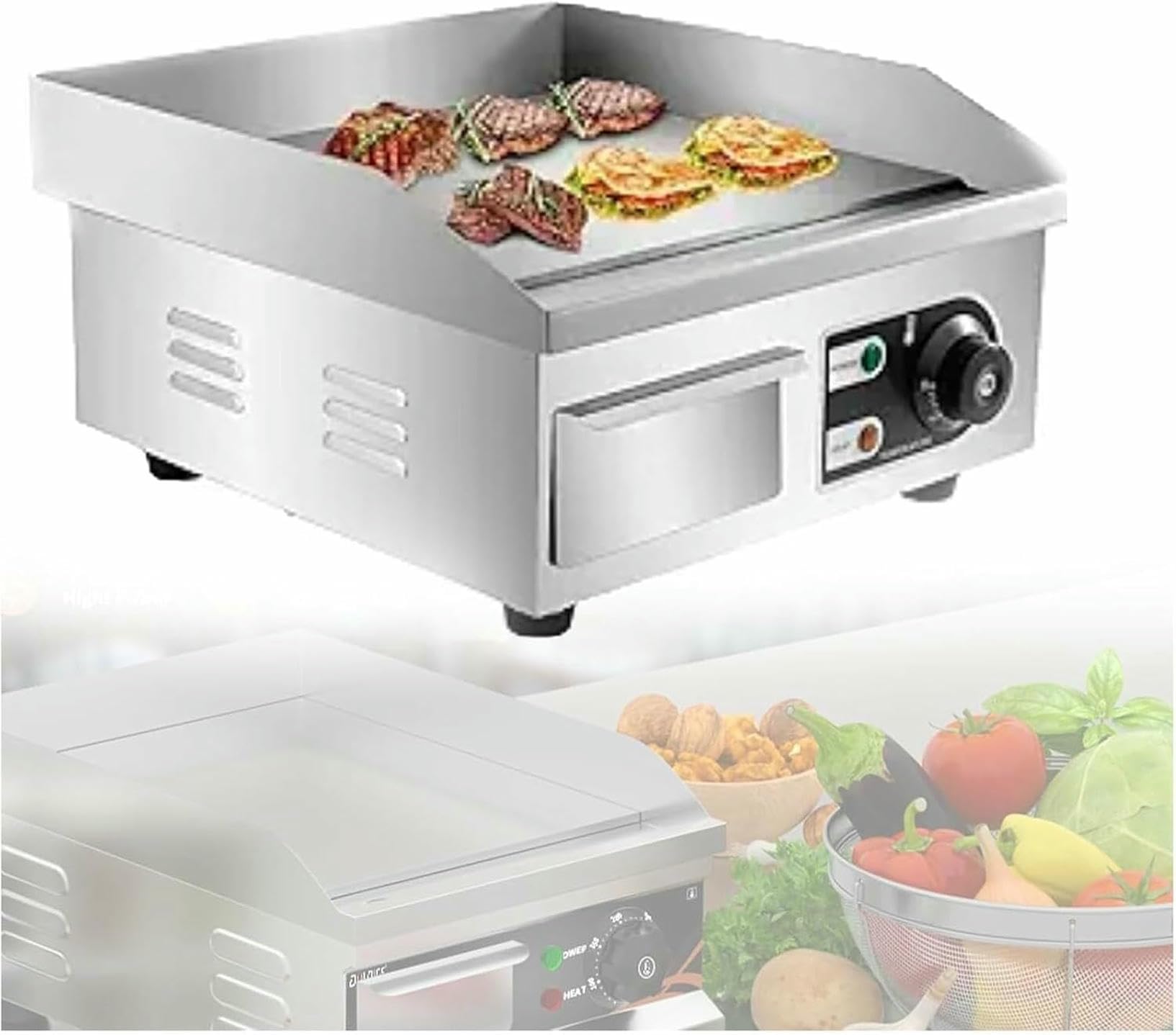 Fhrka Commercial Electric Griddle, Stainless Steel Electric Griddle, Electric Countertop Griddle, Commercial Electric Flat Top Griddle