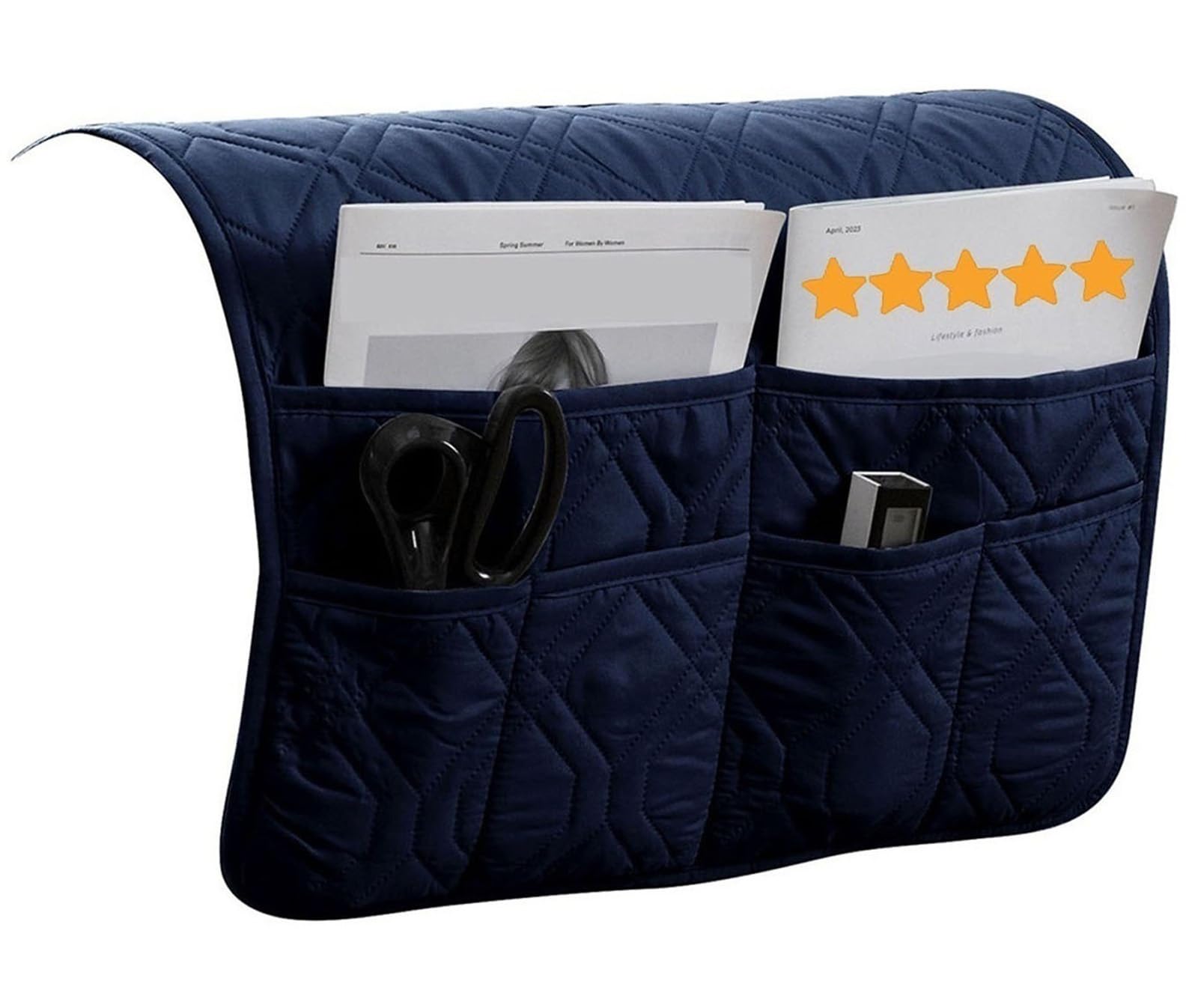 ILiemao Waterproof Sofa Armrest Organizer Non-slip Arm Chair Bedside Caddy Storage For Recliner Couch With 6 Pockets Magazines Holder Armchair Book(Blue)