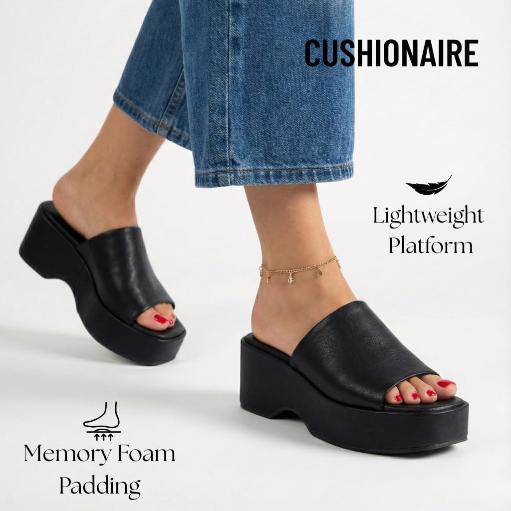 CUSHIONAIRE Women's Spin one band platform sandal with +Memory Foam
