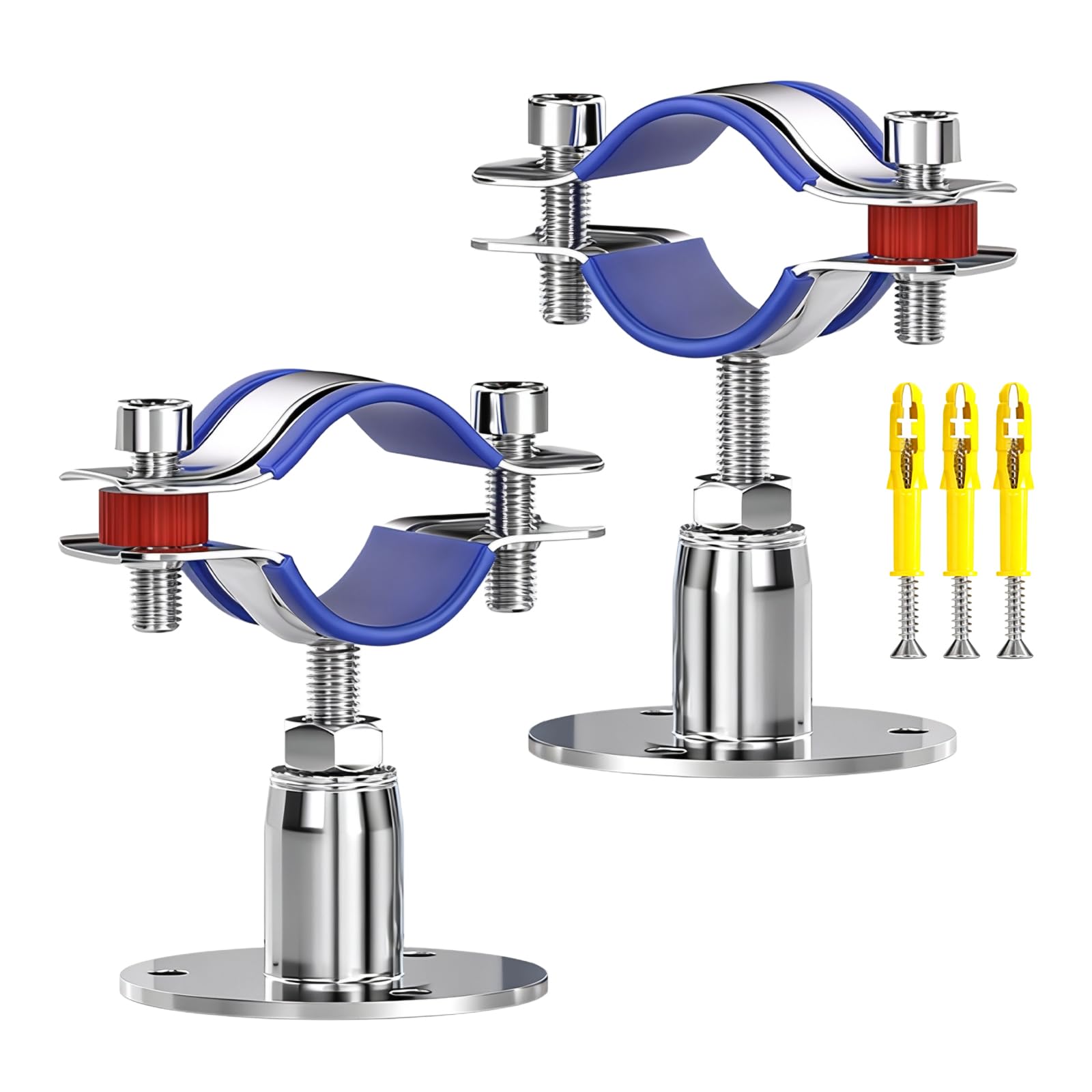 4 Pcs 304 Stainless Steel Pipe Clamp Hanger, Adjustable 30-50mm Pipe Support Bracket with Screws, for 15-19mm（0.59"-0.74"） Diameter Tube, Wall & Ceiling Mount Pipe Fastener