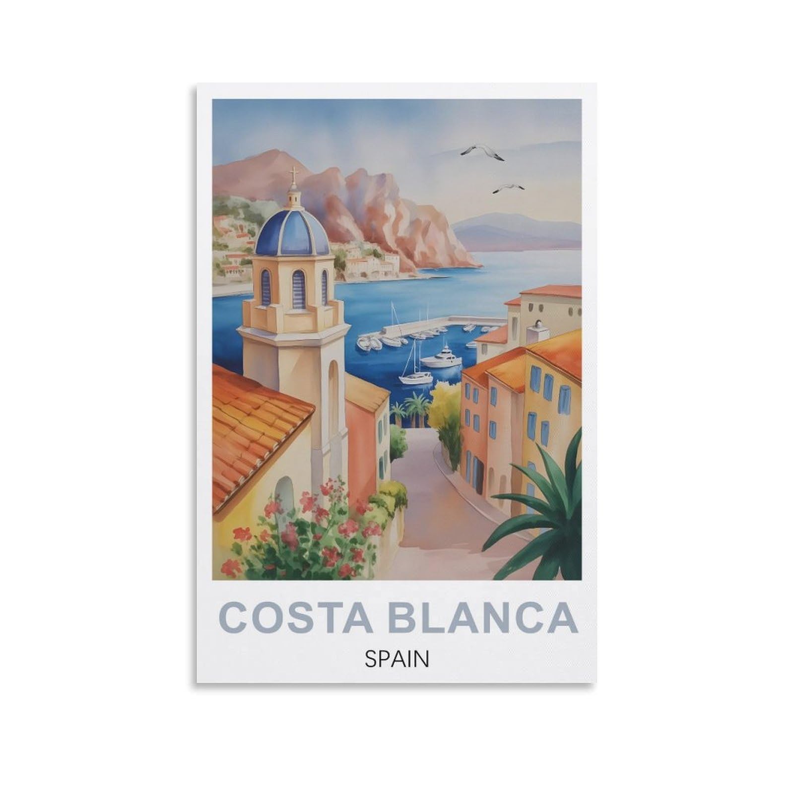 Ezmlfa Men's S476 Diamond Art Kits Adults,Costa Blanca Spain,5D Dimond Picture, Crystal Gem Art Crafts For Boys Girls, Diy Mosaic Creations Set For Home Decor 40X50cm