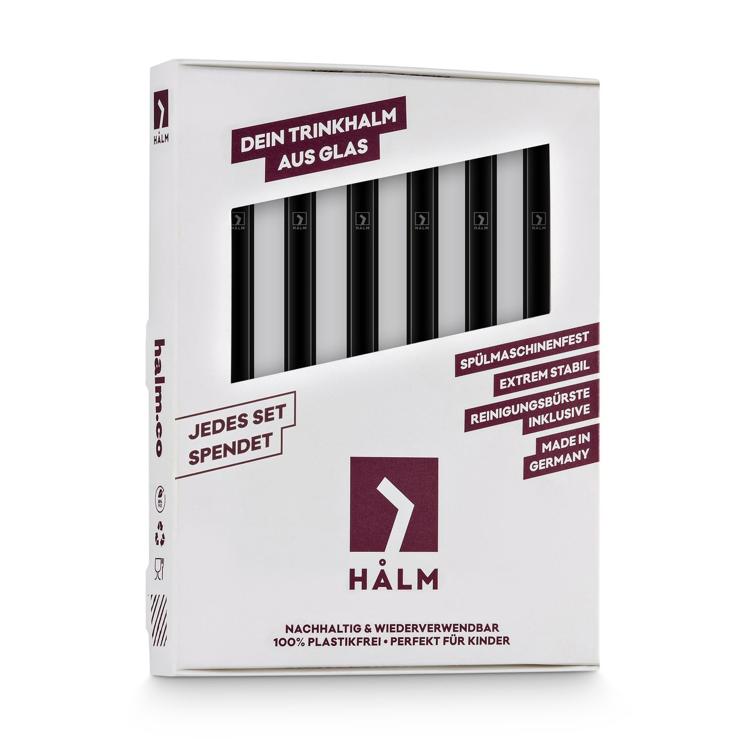 Cannucce In Vetro HALM - 6 Pezzi Nere, 15cm, Riutilizzabili, Con Spazzola, Made In Germany - Foto 4