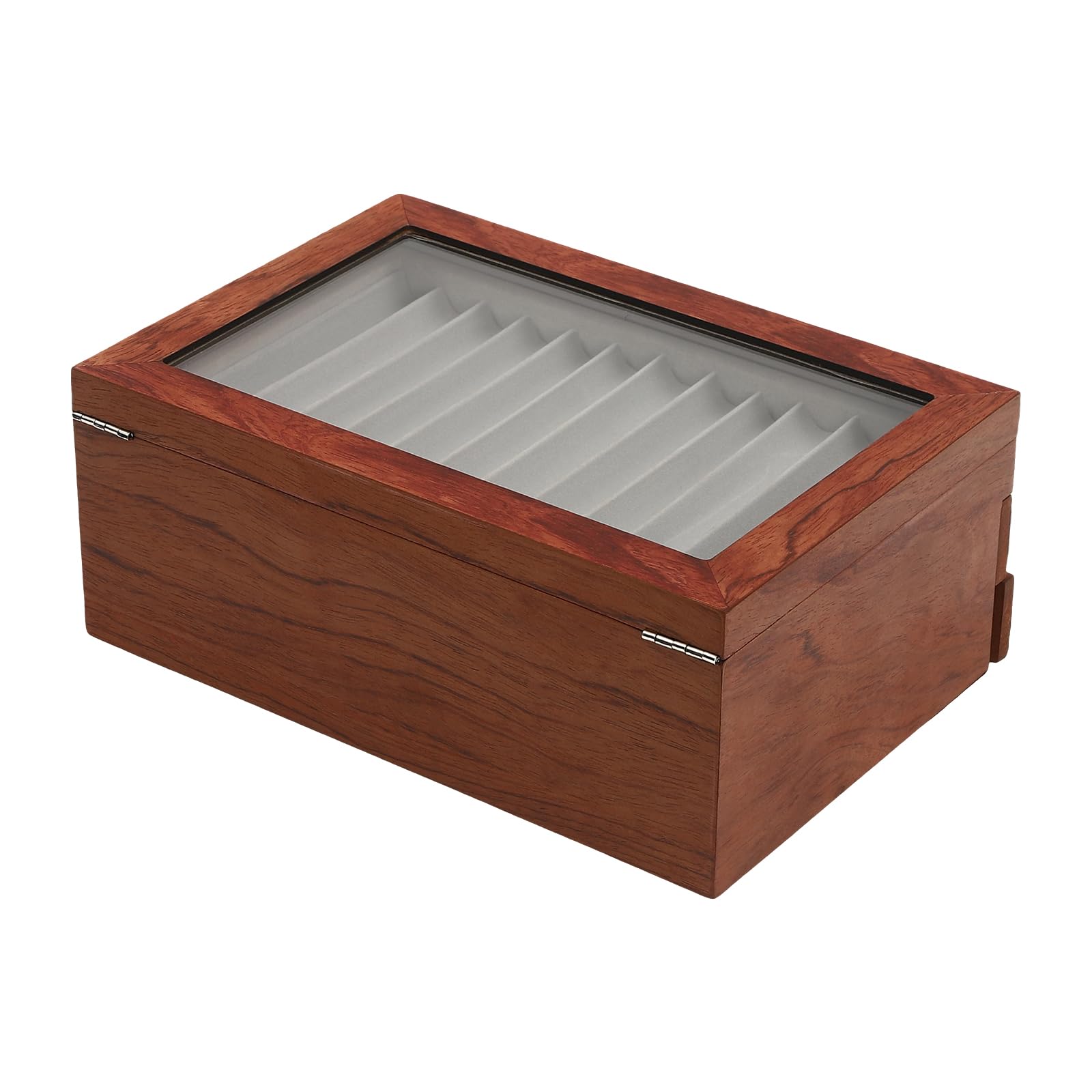 Caja de madera para 34 plumas estilográficas, cajones, soporte para tifting, organizador con ventana de cristal, 3 niveles