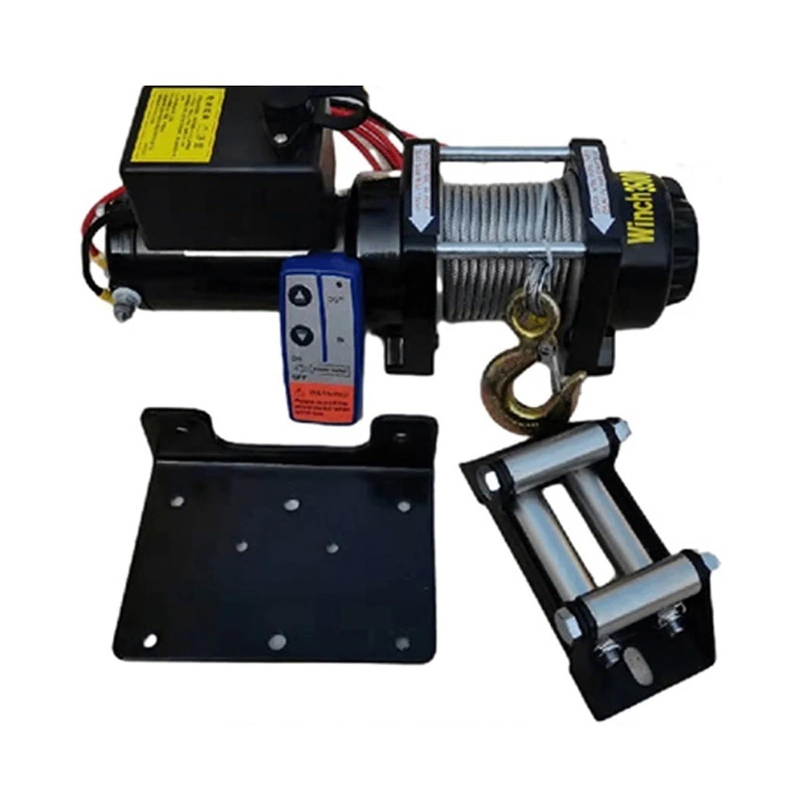 12v/24v 3500 funtów lina stalowa wciągarka elektryczna do trakcji przenośna ciężarówka z przyczepą Off Road ze sterowaniem bezprzewodowym(24V wireless dualuse)