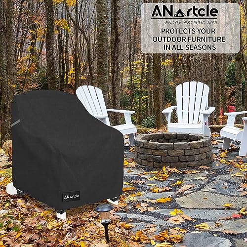 Image of ANartcle Patio Chair Covers,600D Waterproof Heavy Duty Outdoor Lawn Patio Furniture Covers,Patio Swivel Chair Covers for Outdoor Furniture,(32W x 35D x 36H inches)Black