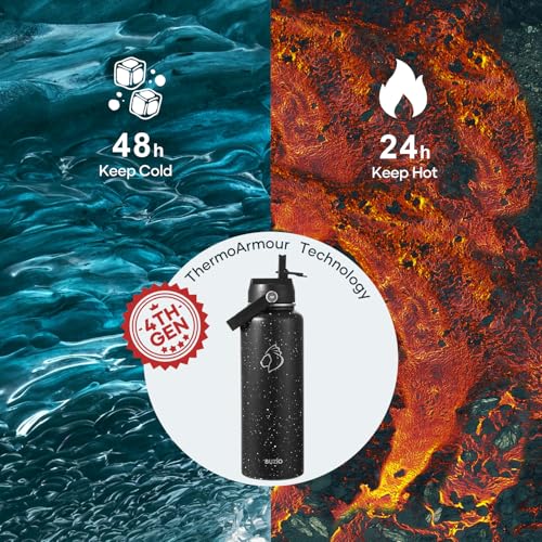 Image of BUZIO Triple Wall Vacuum Water Bottle with Dust-Proof Straw & Spout Lids