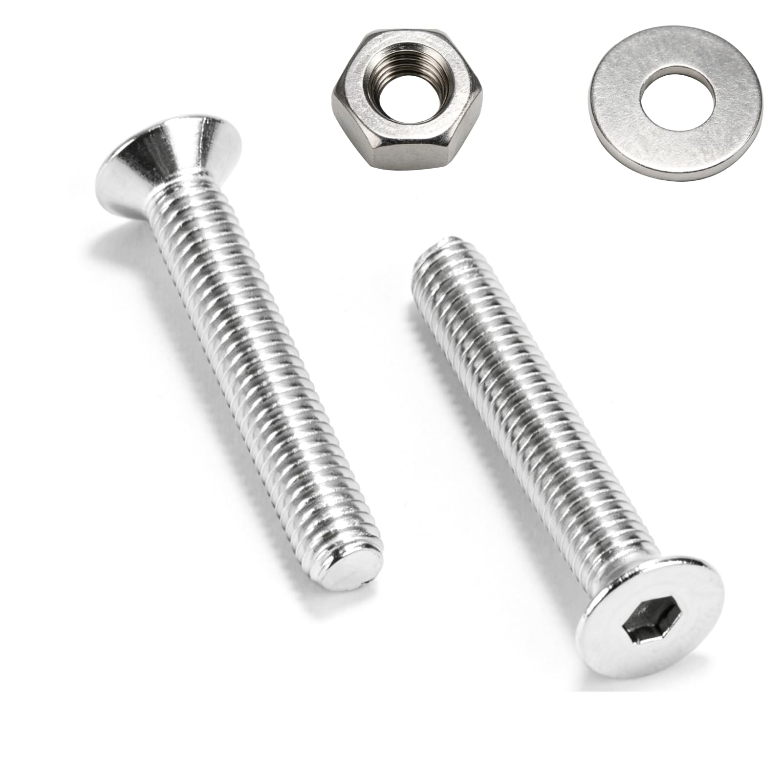 35 Set M5 x 30 mm Screws Set, Countersunk Bolts and Nuts Set,Countersunk Screws Nuts and Bolts Assortment, Stainless Steel Flat Head Machine Screw Assorted with Flat Washers and nuts