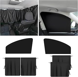 Car Window Shades Kit, 5PCS Magnetic Vehicle Front Rear Side Window Sun Shades with 1 Rear Seat Divider Curtain, Light Blocking Auto Interior Privacy Curtains, Universal Fit