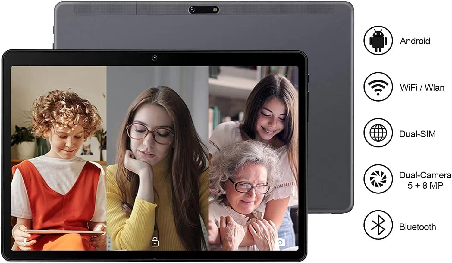 GOODTEL Tablet 10 Pollici Android WiFi + Doppia SIM LTE con 4GB RAM + 64GB ROM, Doppia Fotocamera 5MP + 8MP, Batteria 8000mAh, Bluetooth, AGPS, SD/TF 128GB, con Custodia, Tastiera e Mouse, Oro rosa GOODTEL Tablet 10 Pollici Android WiFi + Doppia SIM LTE con 4GB RAM + 64GB ROM, Doppia Fotocamera 5MP + 8MP, Batteria 8000mAh, Bluetooth, AGPS, SD/TF 128GB, con Custodia, Tastiera e Mouse, Oro rosa