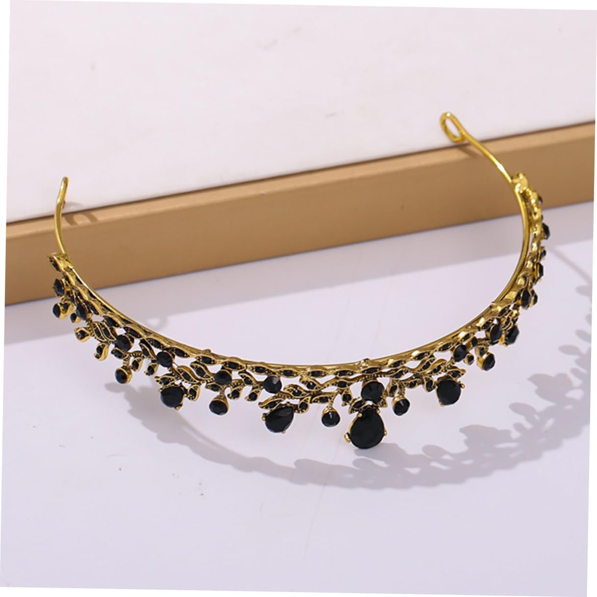 Baroque Style Dark Gem Tiara Crown for Bride Wedding Hair Accessory Charming Bridal Circlet Headwear