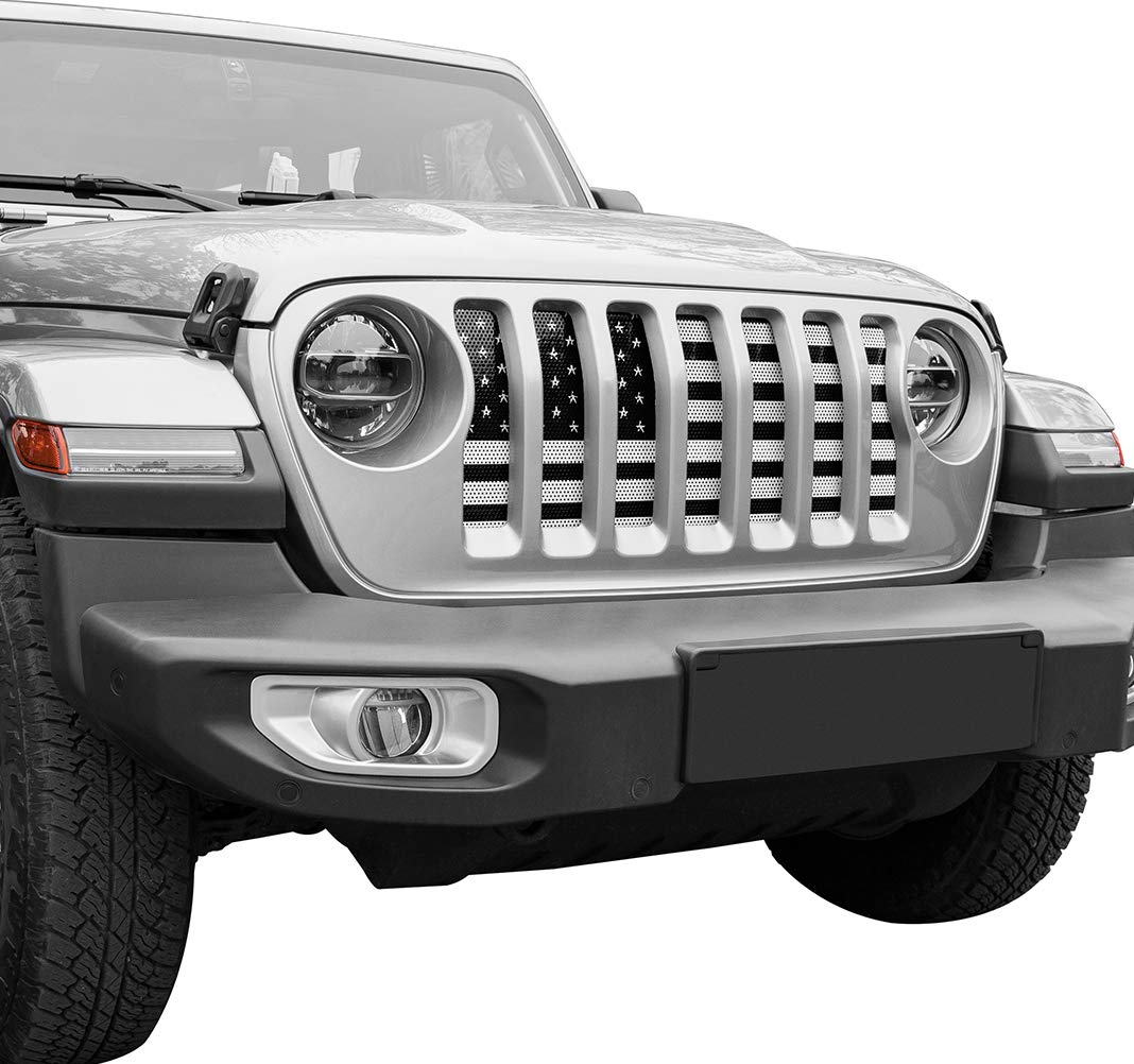 Hooke Road Front Grill Grille Insert US Flag for Jeep Wrangler JL