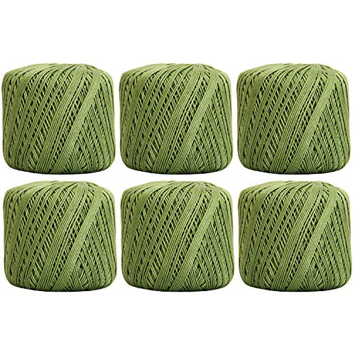 Image of ThreadArt 100% Cotton Crochet Thread Size 3, 6 Ball Pack, Avocado 10 | Soft pure cotton crochet thread for lace, doilies, amigurumi and crafts. Smooth finish with crisp stitch definition.