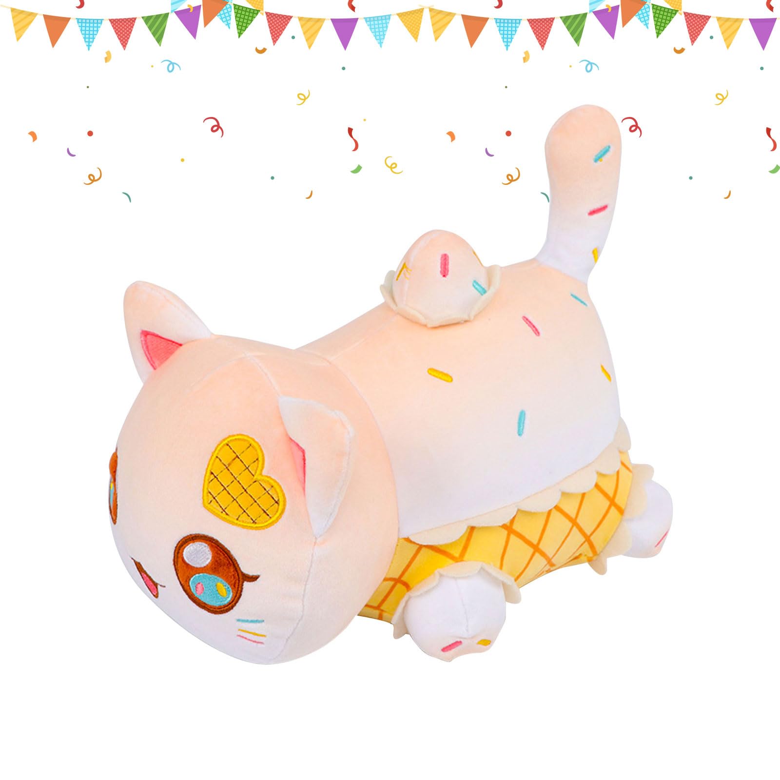MeeMeow Ice Cream Cat Stuffed Animal - Adorable Plush Toy Collection For Kids, Birthday Gifts