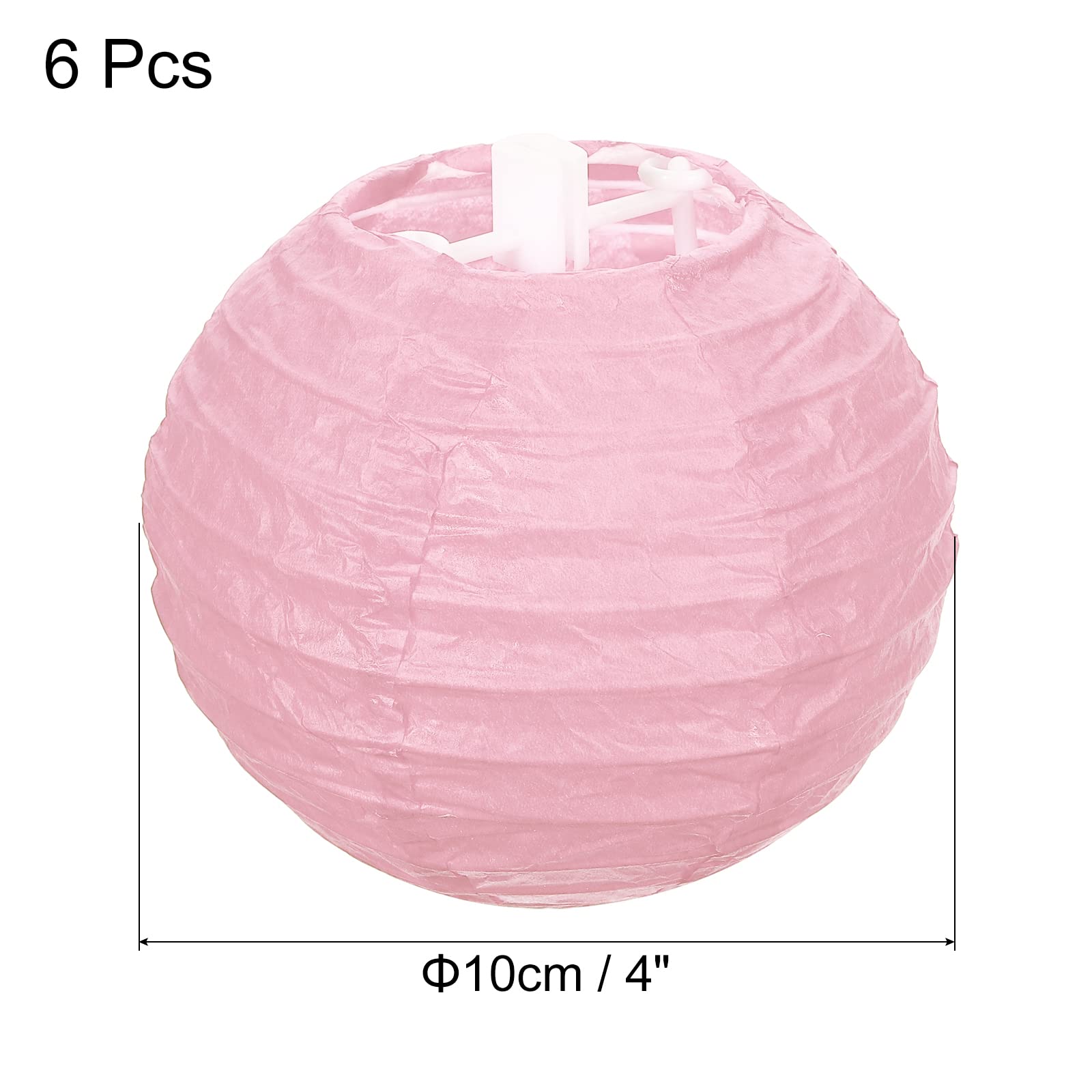 PATIKIL 4 Inch Paper Lanterns, 6 Pack Round Folding Hanging Lamp Shade for Wedding Home Party Festival Celebration, Pink
