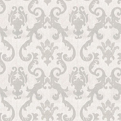Papel de Parede Vinílico, Arabesco, Prateado, 1000x52 cm, Bobinex Uau