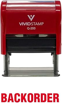 BackOrder Self Inking Rubber Stamp Red Ink - Medium