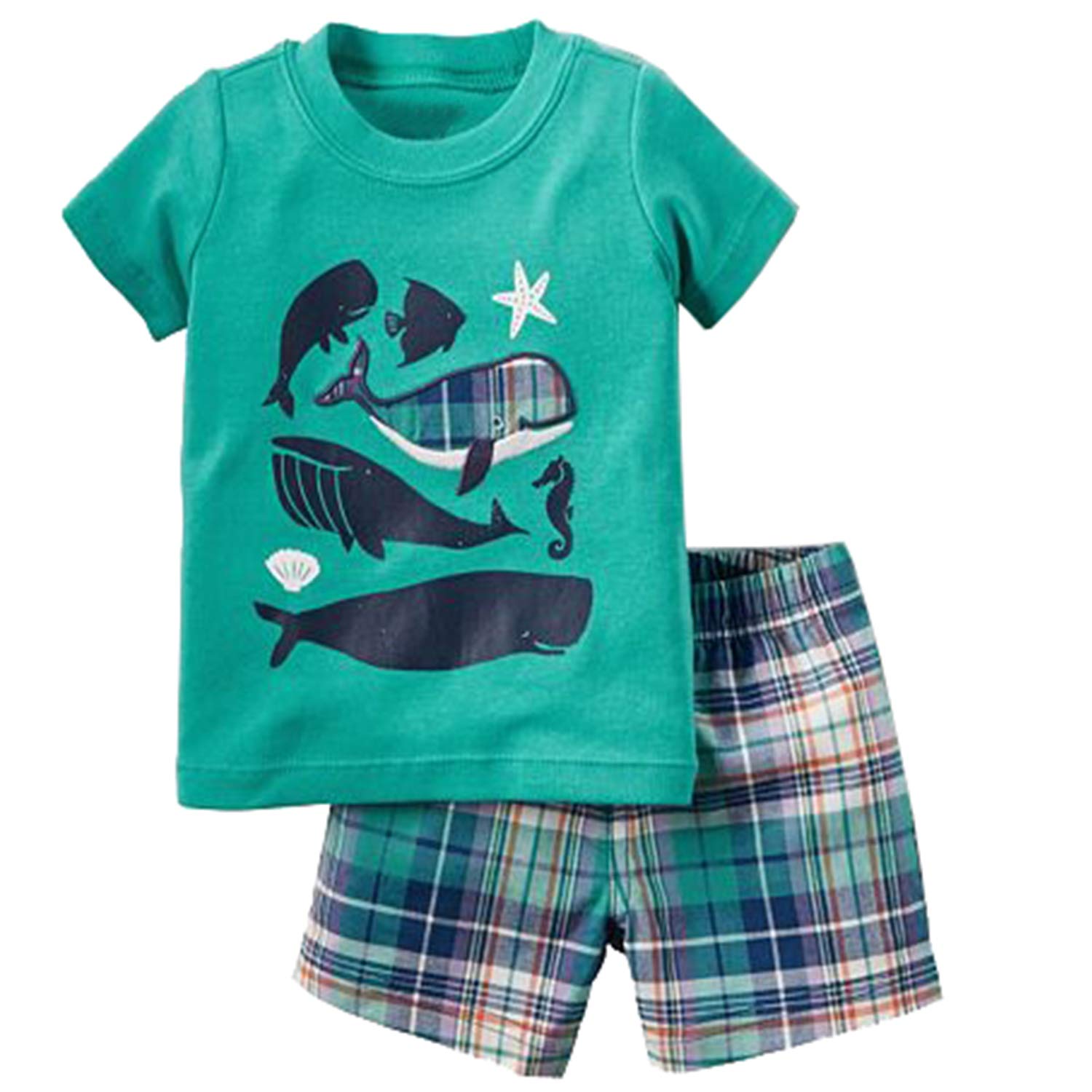 Funnymore Toddler Boy Cotton Summer Short Sleeve T-Shirt and Short Set