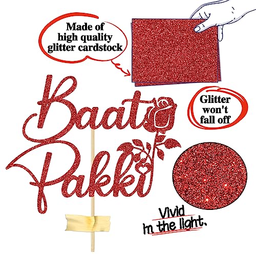 Baat Pakki Cake Topper for Bridal Shower/Engagement/Bachelorette Party Decoration Supplies, Red Glitter by Tivurcia - Image 6