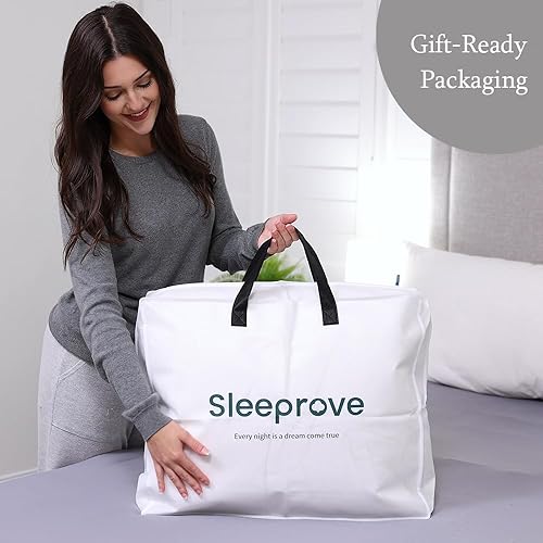 Miniatura 6 de Edredón de fibra de plumón tamaño Queen, relleno de edredón de peso medio silencioso para todas las estaciones con 8 bucles, edredón de cama