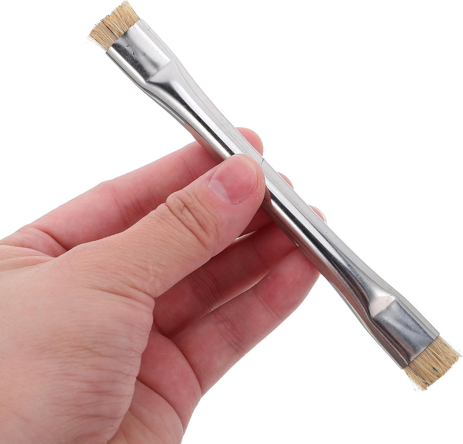 6pcs Motherboard Repair Brush Double-Ended Stainless Steel Anti-Static | Silver Finish, Dual Heads, Easy Handling, Deep Cleaning for Phone Maintenance and Circuit Board Cleaning