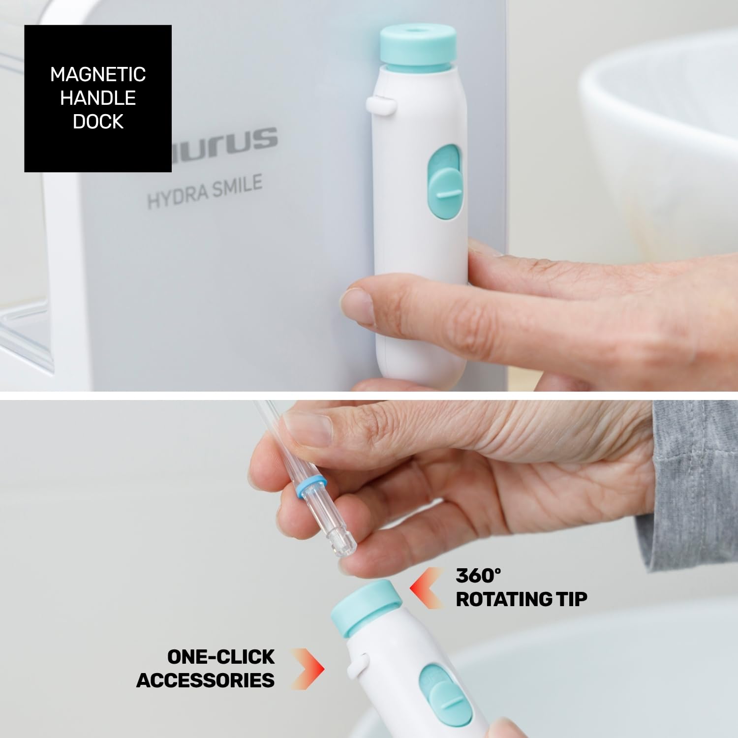 Taurus Irrigador Bucal Hydra Smile 20W 600ml 10 Presiones 3 Modos 7 Boquillas 1200-1700 Pulsos/min Control Táctil Auto Off