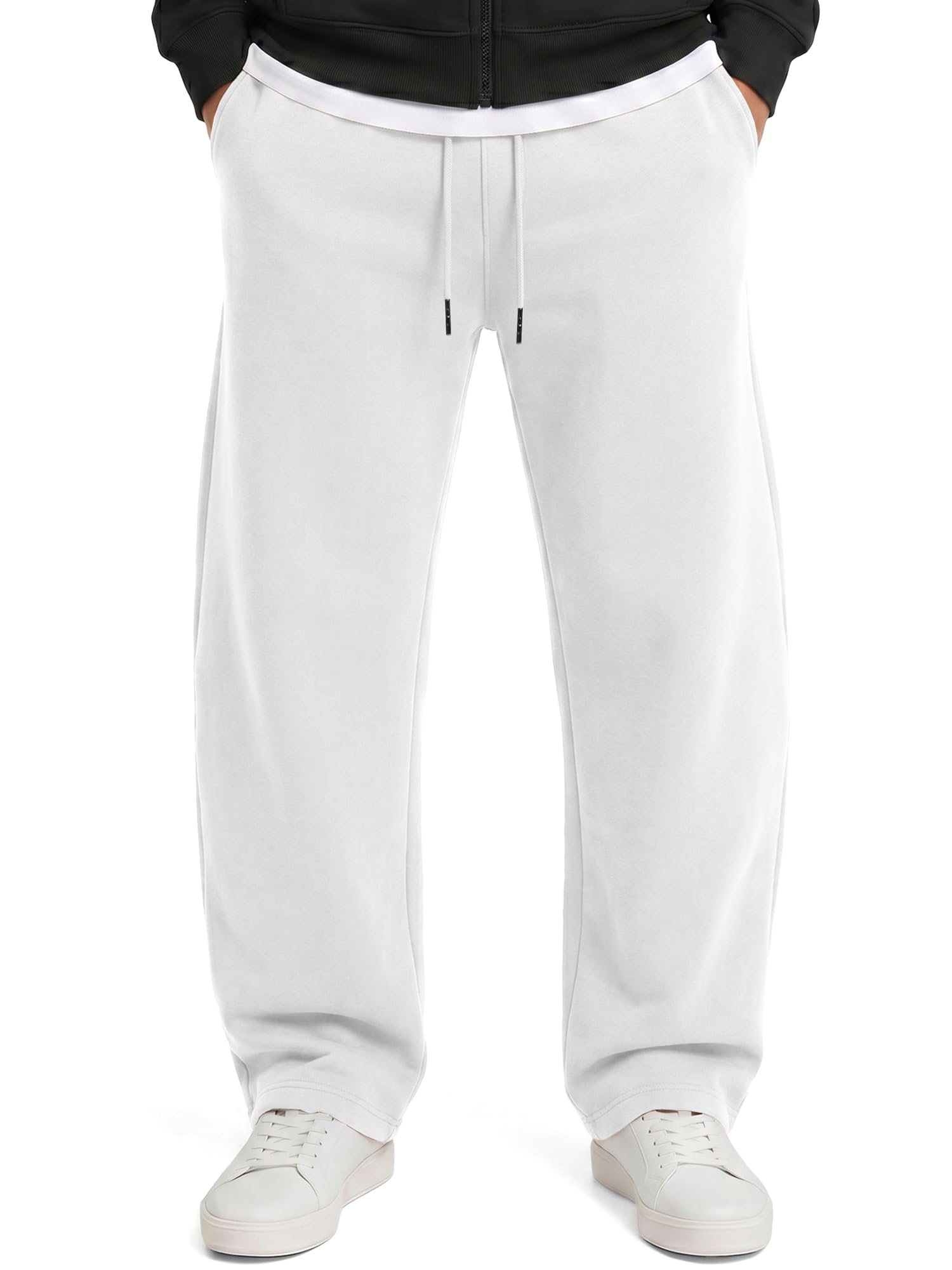 JMIERR Jogginghose Herren Baggy Casual Warme Sporthose Lang | Weite Trainingshose,Leicht Gefütterte Hose,50% Baumwolle,Elastischer Bund und Tunnelzug,Herbst Winter