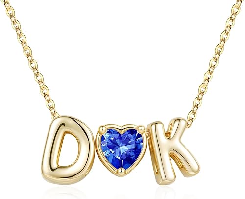 M MOOHAM Heart Birthstone Necklaces for Women - Blue September Sapphire Birthsto