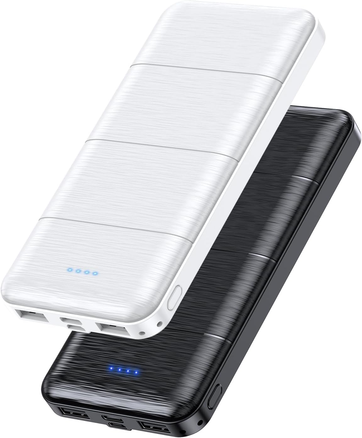 Portable-Charger-Power-Bank - 2 Pack 15000mAh Dual USB Power Bank Output 5V3.1A Fast Charging Portable Charger Compatible with Smartphones and All USB Devices (Deep Black and White)