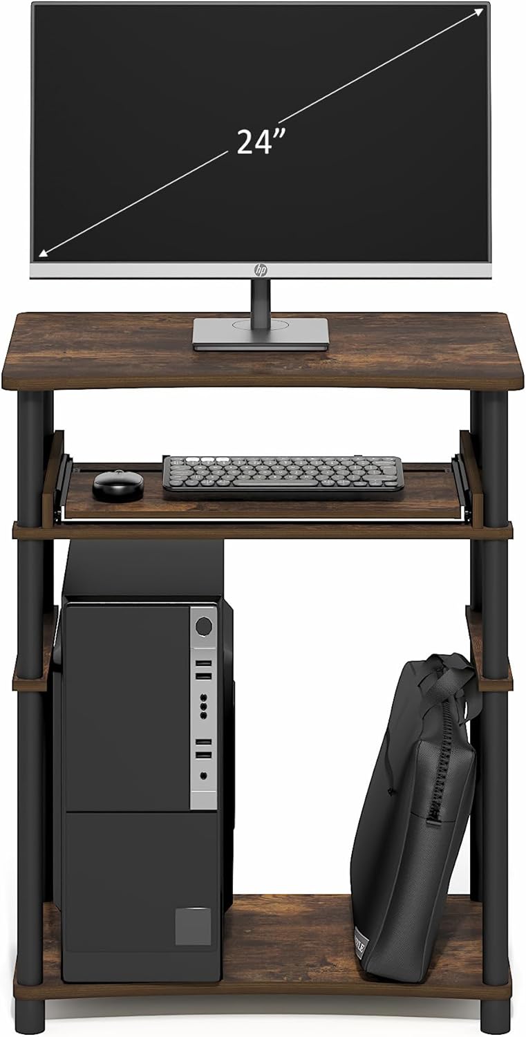 Furinno Home Desk, 23.6 Wide Gaming Desk with Keyboard Tray, Open Shelf Laptop Notebook Computer Desk, Office Desk for Home Office, Study Room, Dorm, Bedroom, Amber Pine