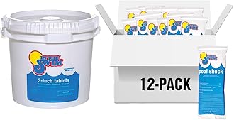 Shock and Chlorine Bundle for Sanitizing Swimming Pools – Includes 12 x 1 Pound Bags of 68% Cal-Hypo Pool Shock and 25 Pound Bucket of 3 Inch Stabilized Chlorine Tablets