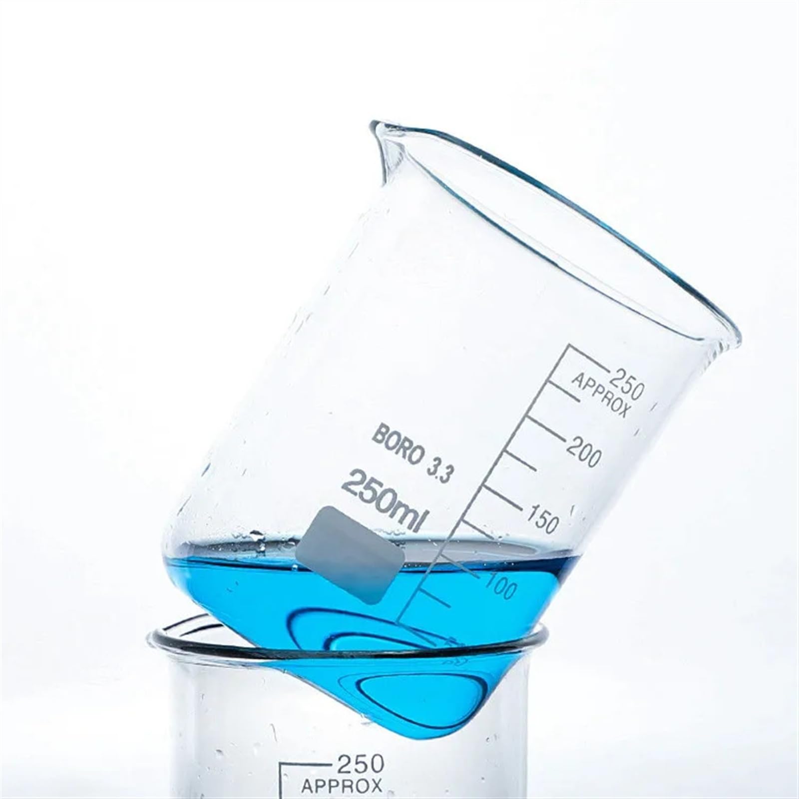 Lot de 4 béchers bas en verre borosilicaté for laboratoire de chimie, 100 ml, 250 ml, 500 ml, 1000 ml