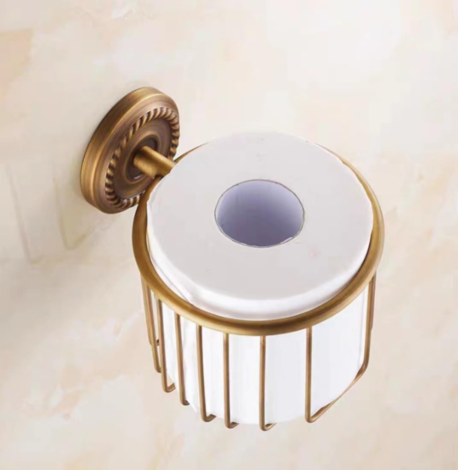 FGXHHS All Copper European Antique Towel Rack Twist Bath Bathroom Hardware Pendant Shelf Toilet Set, Paper Basket