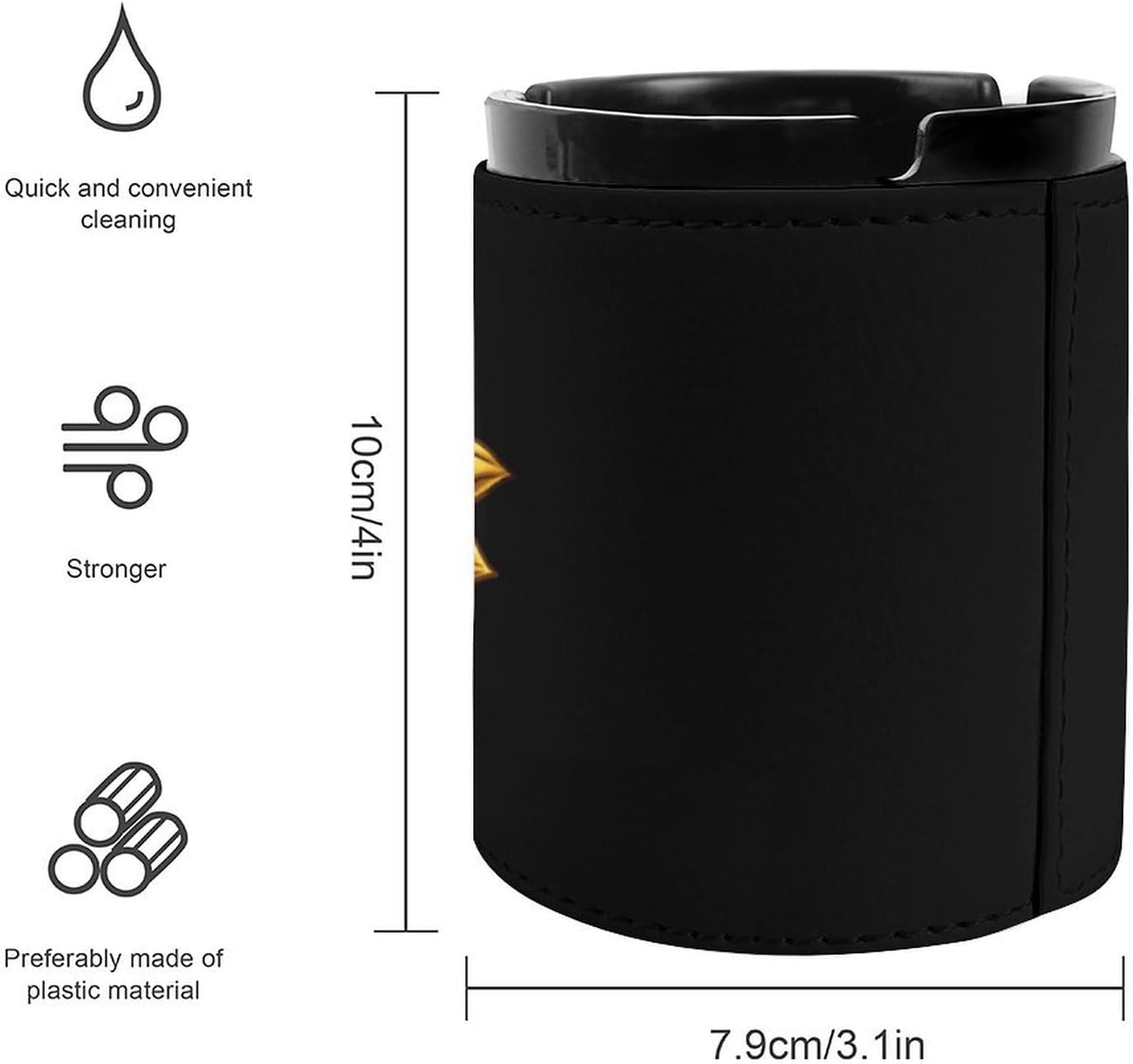 Sunflower Peace Sign Floral Ash Tray PU Leather Ashtray Car Ashtrays for Cup Holder for Outside Home Office Decoration