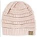 Winter White Ivory Thick Slouchy Knit Oversized Beanie Cap Hat,One Size,Indie Pink
