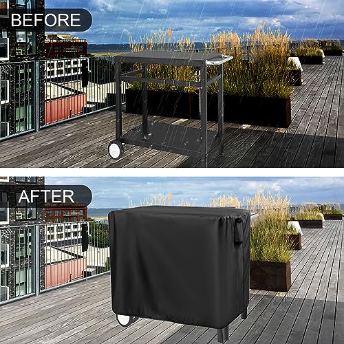 Andacar Prep Table Cover for Royal Gourmet Double-Shelf Movable Dining Cart Table, 40inch Outdoor BBQ Cart Cover Buffet Grill Table Cover Bar Tool Cart Covers Cooler Covers Waterproof - Image 6