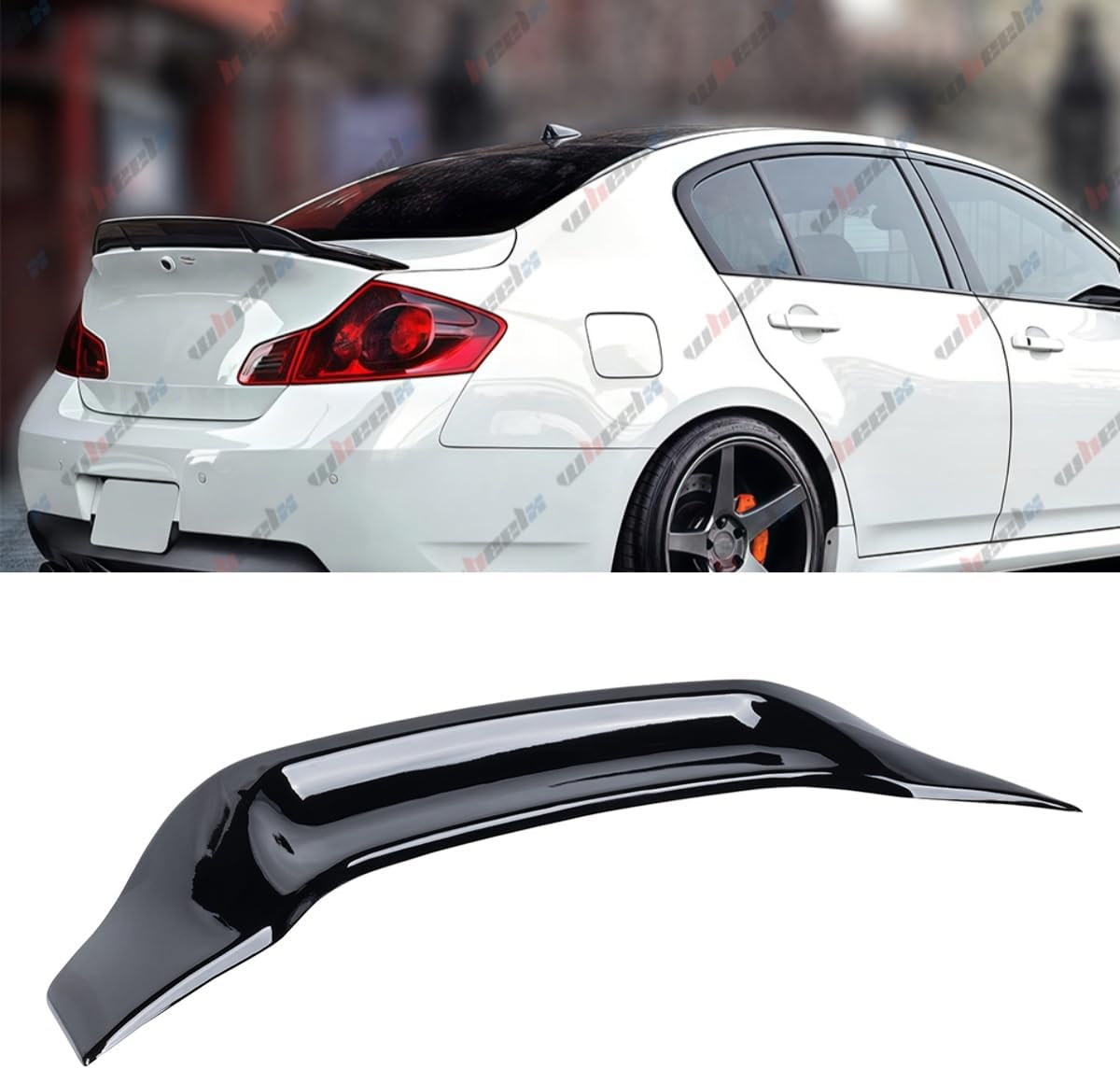 Rear Trunk Spoiler Compatible with 2007-2015 Infiniti G35 G25 G37 Q40 Sedan, R Style Duckbill Fits for 07-15 4-Door, High Kick Splitter Wing Lip (Glossy Black)