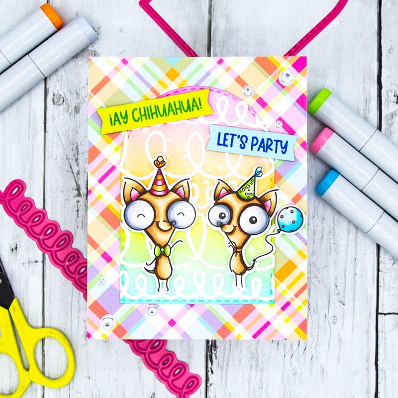 Cute Dogs Dies and Stamp Set for Card Making DIY Scrapbooking Yappy Birthday,IAy Chihuahua! Words Transparent Silicone Seal Stamping Stamp Coordinating Metal Cutting Dies for Paper Crafting Arts Craft