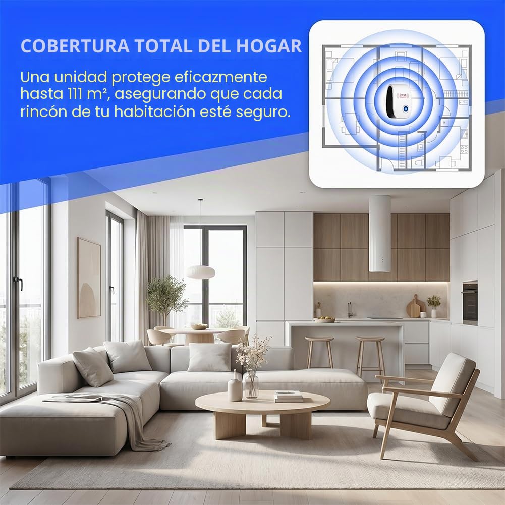 6 Pack Repelente Ultrasónico de Plagas, para Anti Mosquitos, Moscas, Ratones, Cucarachas, Arañas, Insectos, Para Familias Europeas 1