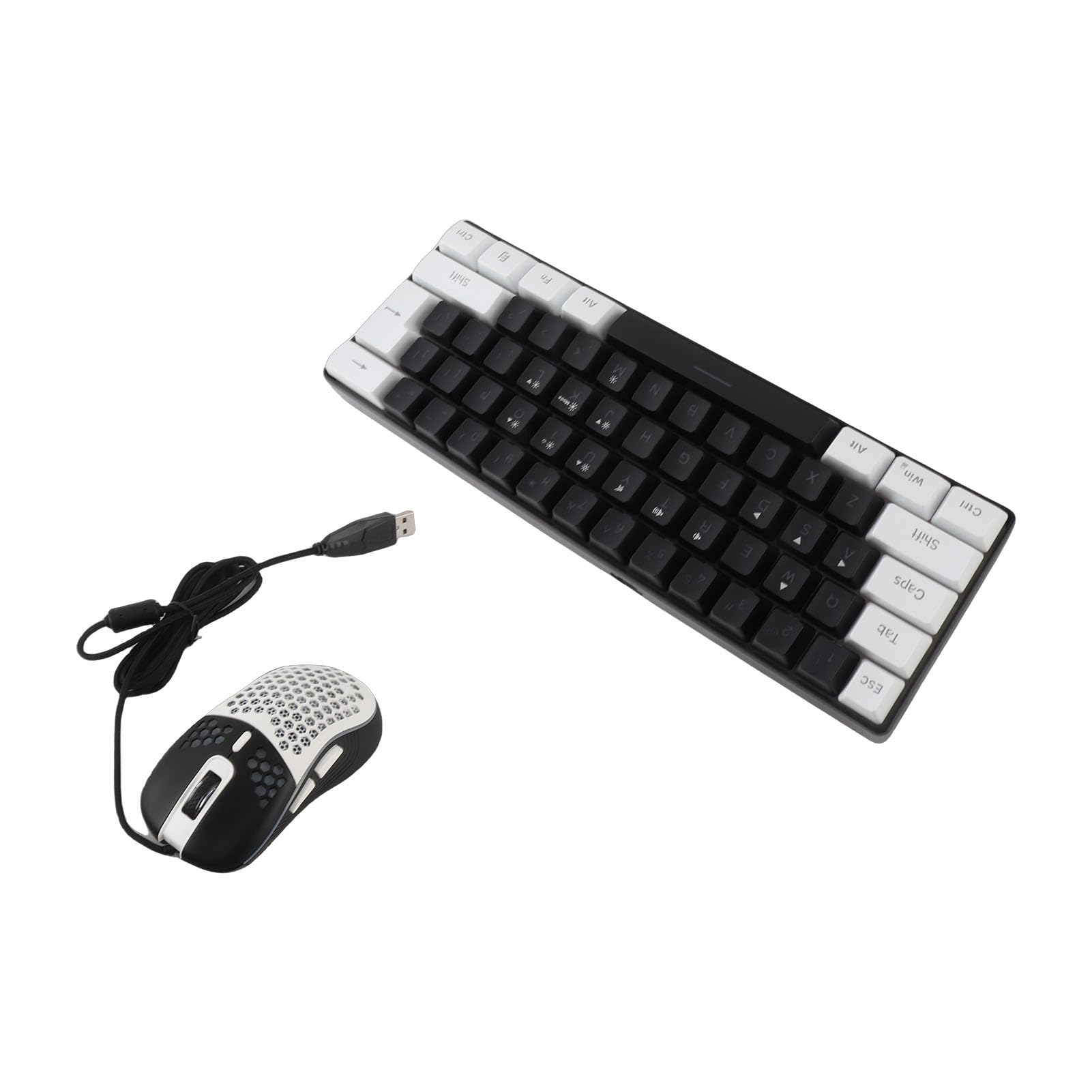 Teclado y Ratón para Juegos, Teclado Mecánico RGB con 61 Teclas con Cable, Sensación Mecánica óptica, Ergonómico para Juegos con Retroiluminación Multicolor, Pies de Inclinación Ajustables