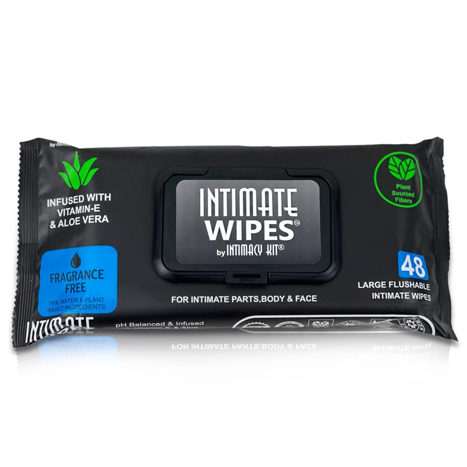 INTIMATE WIPES™ by INTIMACY KIT®, 48 Large Hygiene Wipes, pH Balanced, Hypoallergenic, Fragrance Free, infused with Vitamin-E, Chamomile & Aloe Vera,