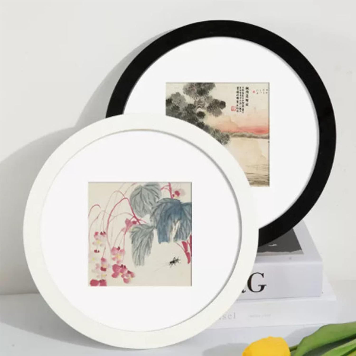 3 Pack Round Photo Frames 8 Inch for Wall Mounting Display or Table Mounting Picture Frame Display Black Frame Circle Photo Frame for Kitchen Gallery Wedding Round Frame