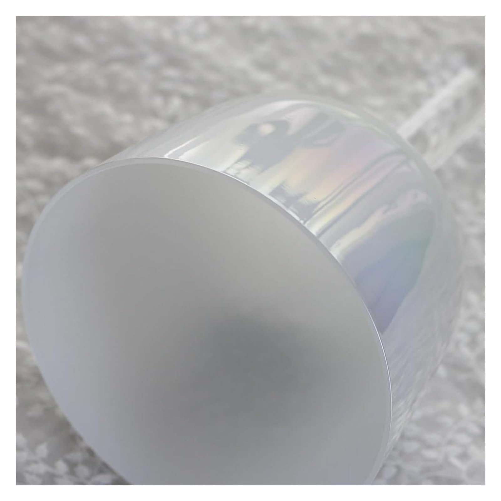 Kristall-Klangschalen-Set, 432 Hz perlweißer Griff for Yoga-Meditation, Klangheilung, Klangschale in Quarzchakra-Farbe mit Schlägel(6 inch E4 note)
