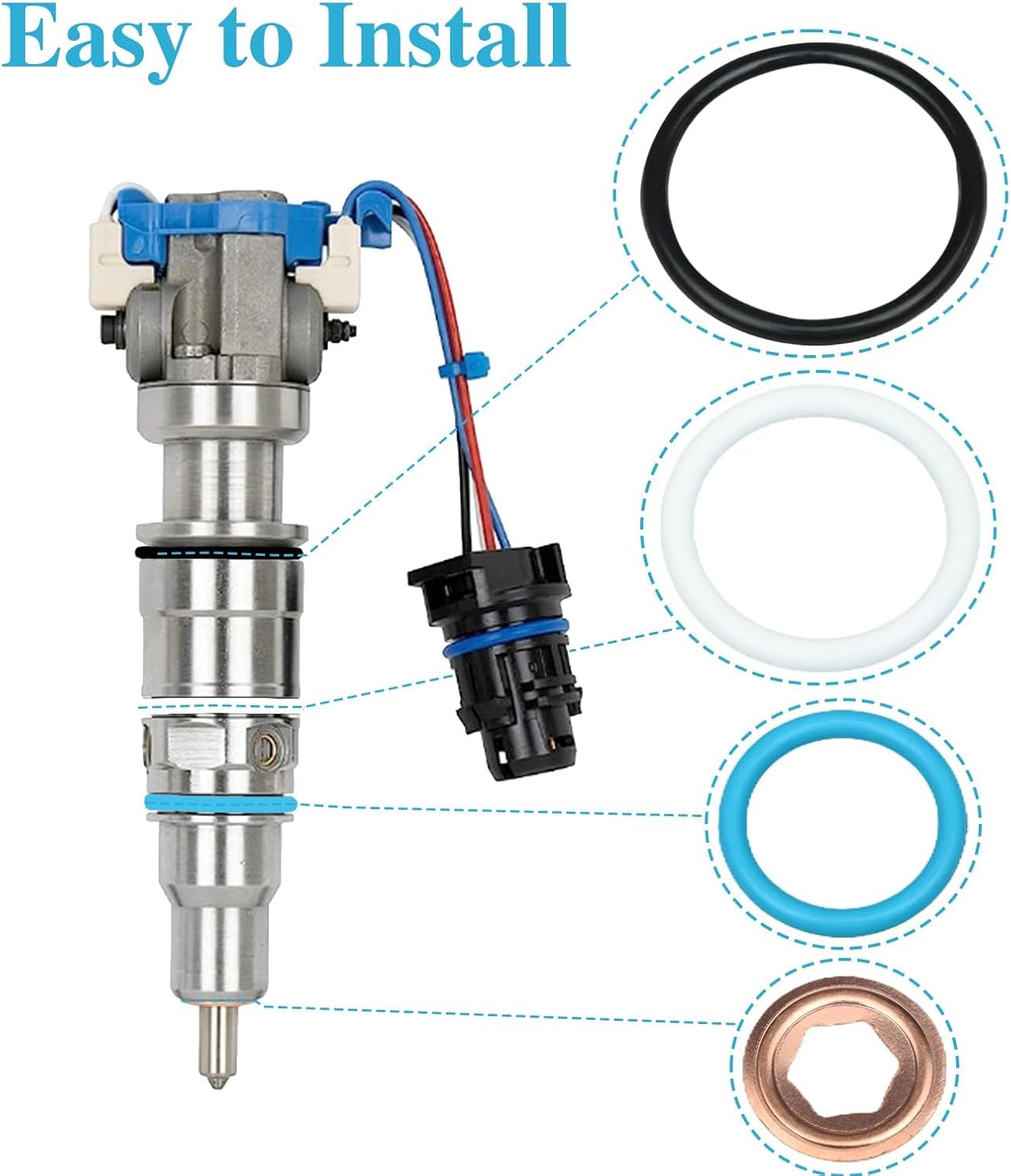8Pack Fuel Injector O-Ring Seal Kits Compatible with Ford Powerstroke 6.0L ，4.5L LCF Engines and Navistar VT365, VT275, MaxxForce 5 Engines G2.8 2003-2010 Replace#:3C3Z-9229-AA，CM5055