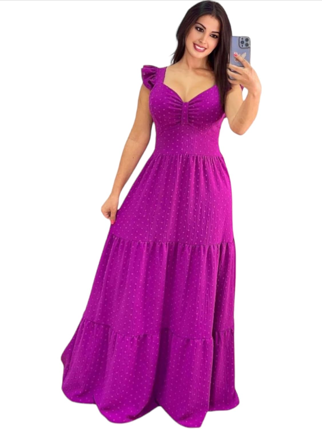 Vestido longo luxo franzido com babada na manga em promoção! Veja a oferta e mais achadinhos de Vestidos 9 Hoje é o melhor dia para comprar Vestido longo luxo franzido com babada na manga com aquele preço maroto! Promoção! Aproveite a oferta! 9